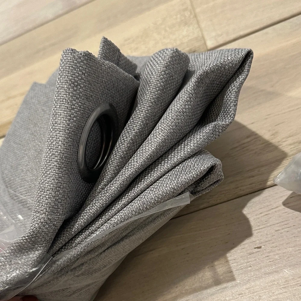 Set of Gray Blackout Curtain Panels with Silver Grommets 52”x84”